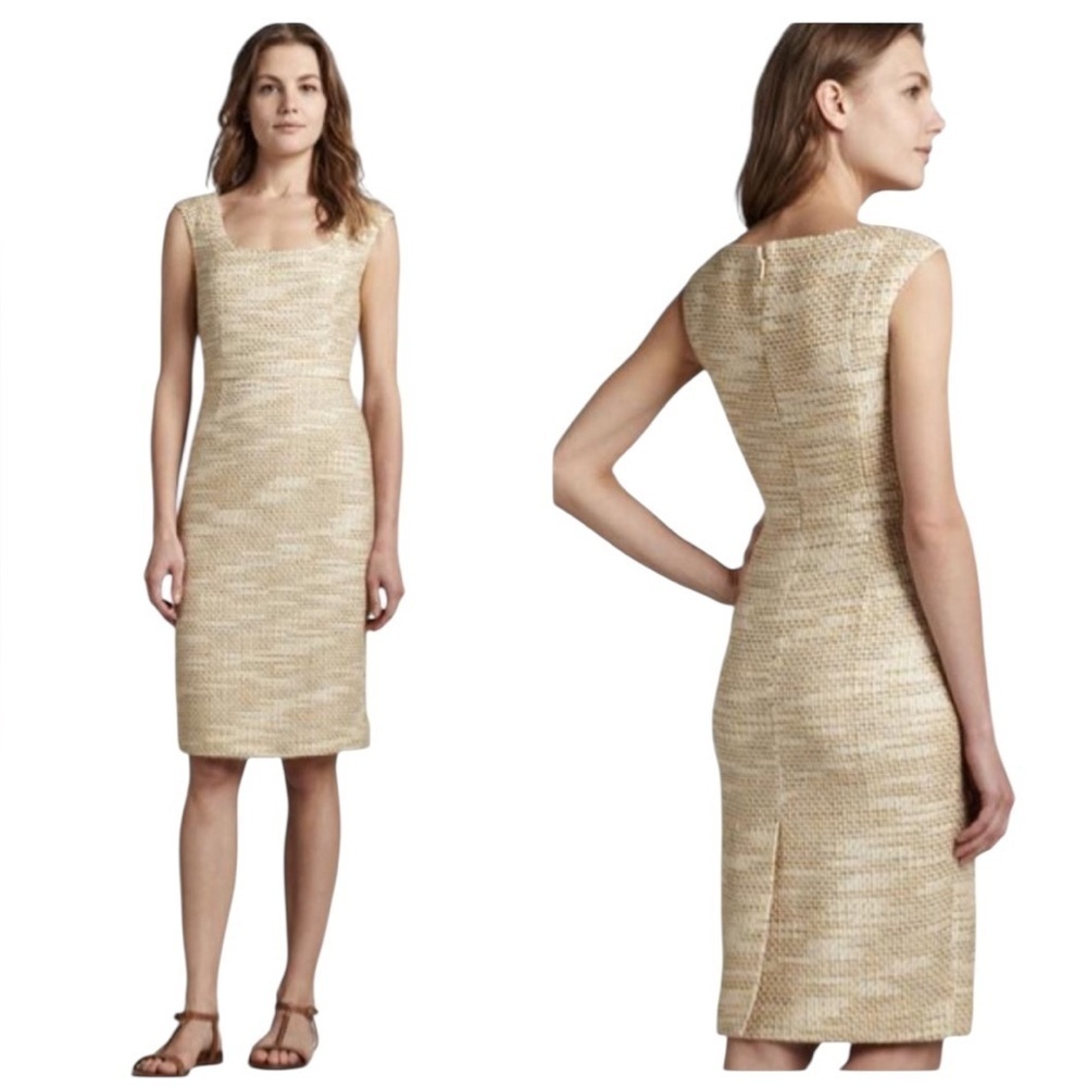 Tory Burch Emma Golden Yellow Tweed Sheath Dress